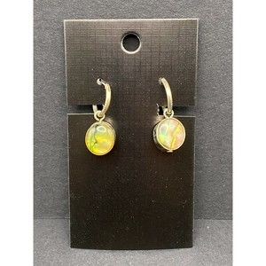 Hoop Earrings Alpaca Silver and Double Sided Abalone Beautiful Condition VINTAGE